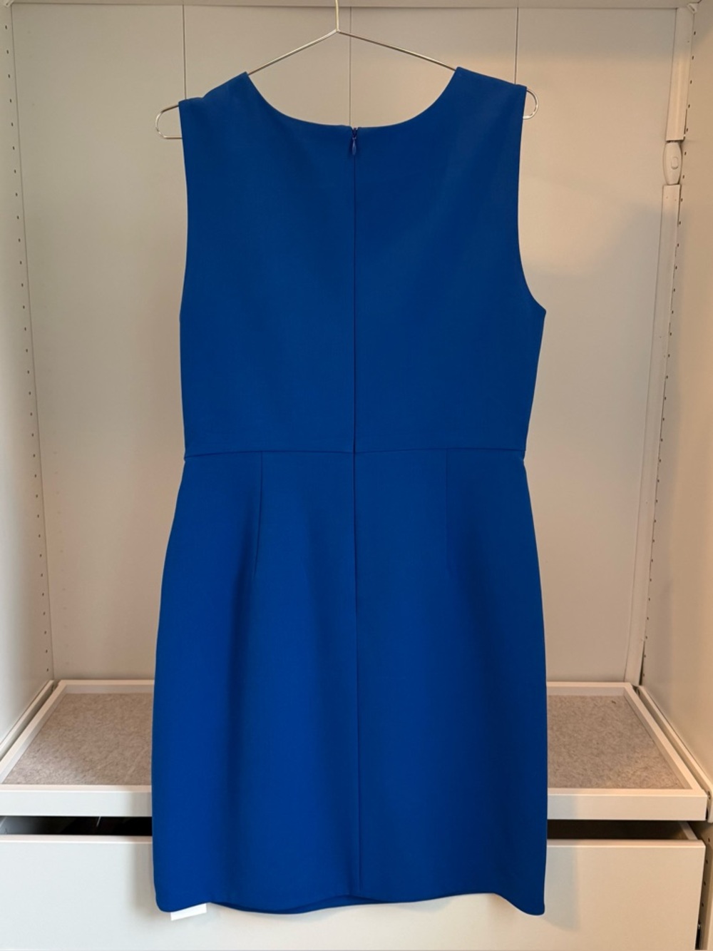 Halston Heritage modern, elegant Sapphire Blue Draped Sheath Dress Size 12 - Picture 4 of 12